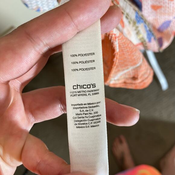 Chicos Whimsy Waves Violet Top Sz 3 XL Sheer Multicolor Artsy Flowy sequins - Picture 9 of 12